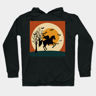 Headless Horseman Halloween Night – Vintage Spooky Sunset Scene Hoodie