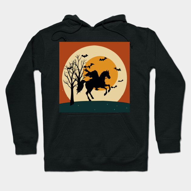 Headless Horseman Halloween Night – Vintage Spooky Sunset Scene Hoodie by DonWillisJrArt