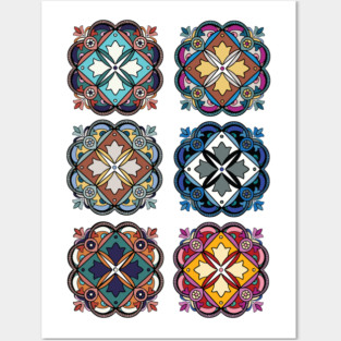 Colorful Moroccan Tile Pattern Illustration - Intricate Decorative Design Posters and Art