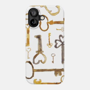 Vintage Keys Collection Illustration - Antique Key Design Phone Case