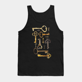 Vintage Keys Collection Illustration - Antique Key Design Tank Top