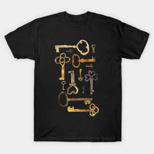 Vintage Keys Collection Illustration - Antique Key Design T-Shirt