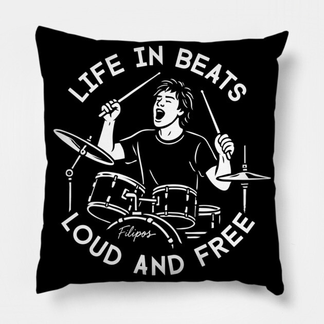 Life in Beats. Loud and Free Pillow by filiposwear