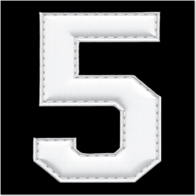 Number 5 Five Simple Graphic Minimalist Tee Shirt Wall Art by OUTFITPAW