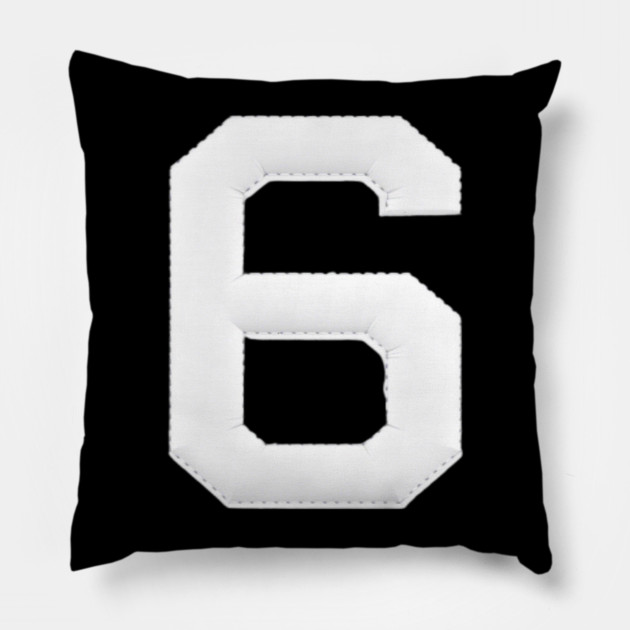 Number 6 Six Simple Graphic Minimalist Tee Shirt Pillow by OUTFITPAW