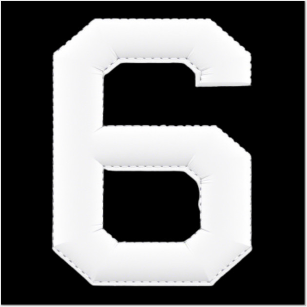 Number 6 Six Simple Graphic Minimalist Tee Shirt Wall Art by OUTFITPAW