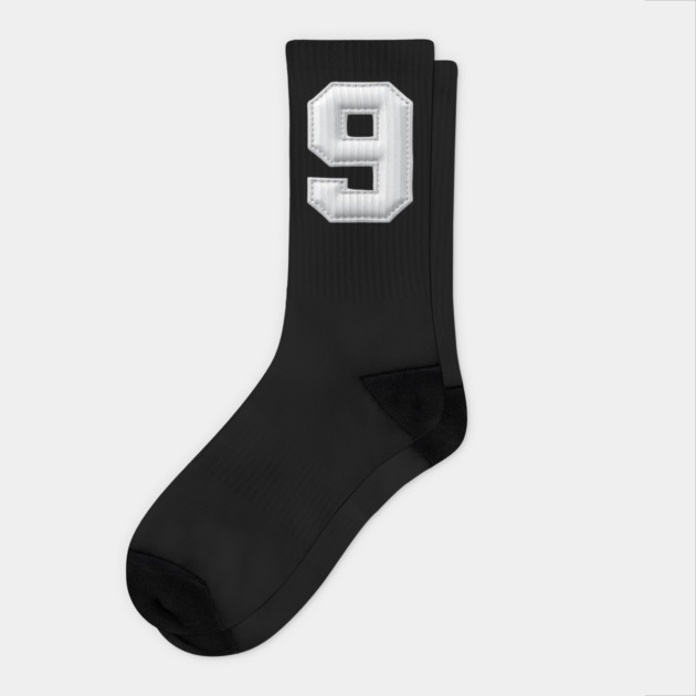 Number 9 Nine Simple Graphic Minimalist Tee Shirt Socks by OUTFITPAW