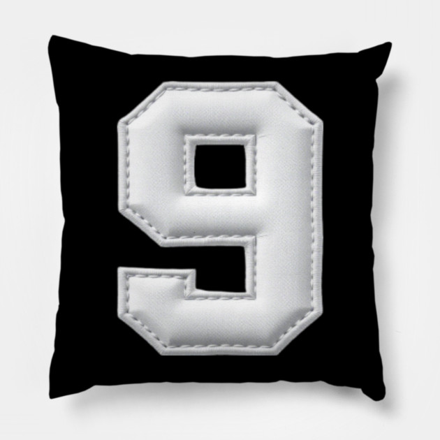Number 9 Nine Simple Graphic Minimalist Tee Shirt Pillow by OUTFITPAW
