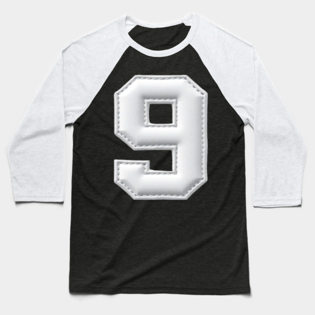 Number 9 Nine Simple Graphic Minimalist Tee Shirt Baseball T-Shirt by OUTFITPAW