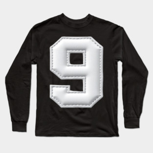 Number 9 Nine Simple Graphic Minimalist Tee Shirt Long Sleeve T-Shirt