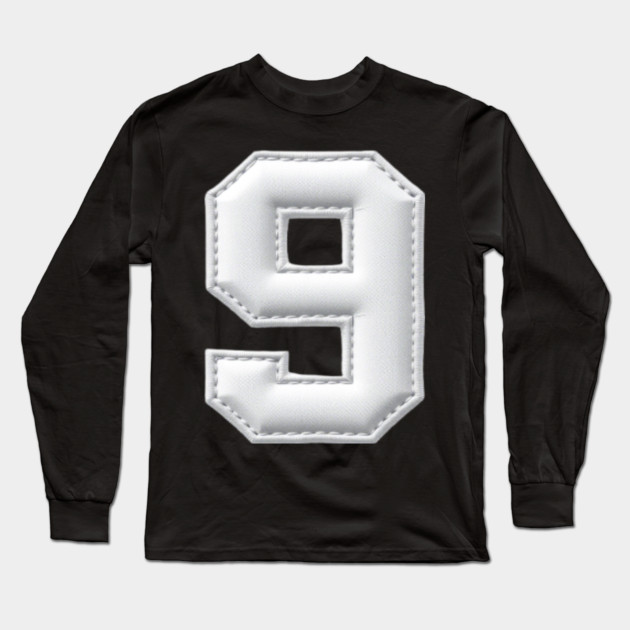 Number 9 Nine Simple Graphic Minimalist Tee Shirt Long Sleeve T-Shirt by OUTFITPAW