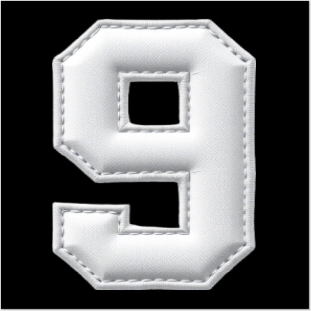 Number 9 Nine Simple Graphic Minimalist Tee Shirt Wall Art by OUTFITPAW