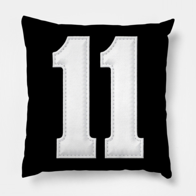 Number 11 Eleven Simple Graphic Minimalist Tee Shirt Pillow by OUTFITPAW