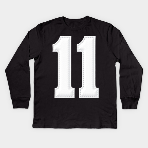Number 11 Eleven Simple Graphic Minimalist Tee Shirt Kids Long Sleeve T-Shirt by OUTFITPAW