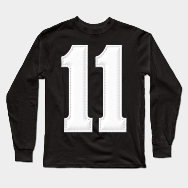 Number 11 Eleven Simple Graphic Minimalist Tee Shirt Long Sleeve T-Shirt by OUTFITPAW
