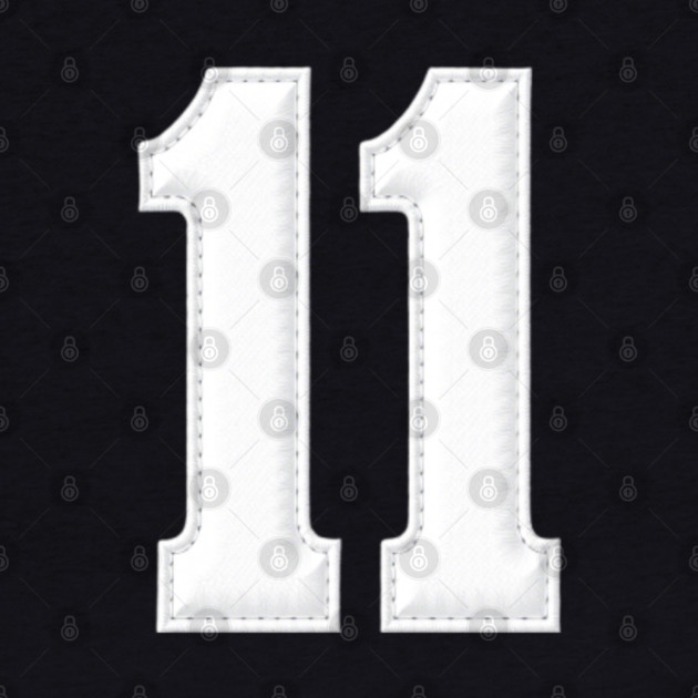 Number 11 Eleven Simple Graphic Minimalist Tee Shirt by OUTFITPAW