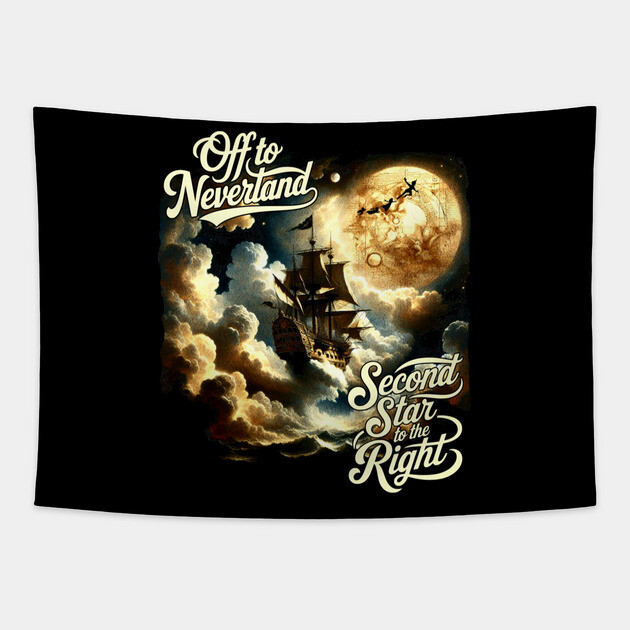 Off to Neverland Second Star to the Right Tapestry by Joaddo
