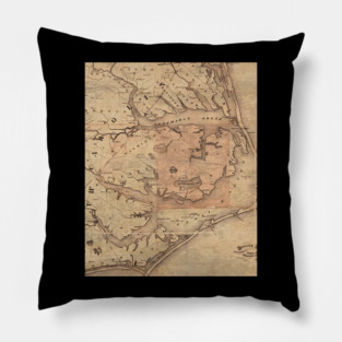 Outer Banks North Carolina Nags Head Corolla Hatteras Avon OBX Antique Map Graphic Pillow