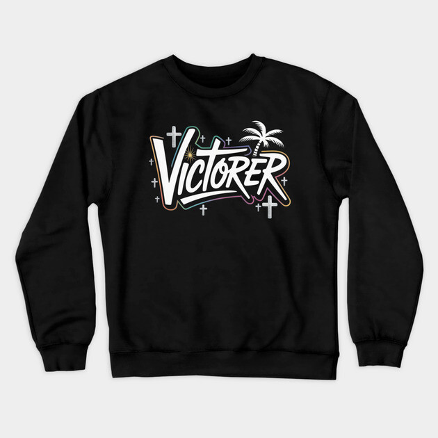 VICTORER – Neon Graffiti Christian Street Art Crewneck Sweatshirt by Rox