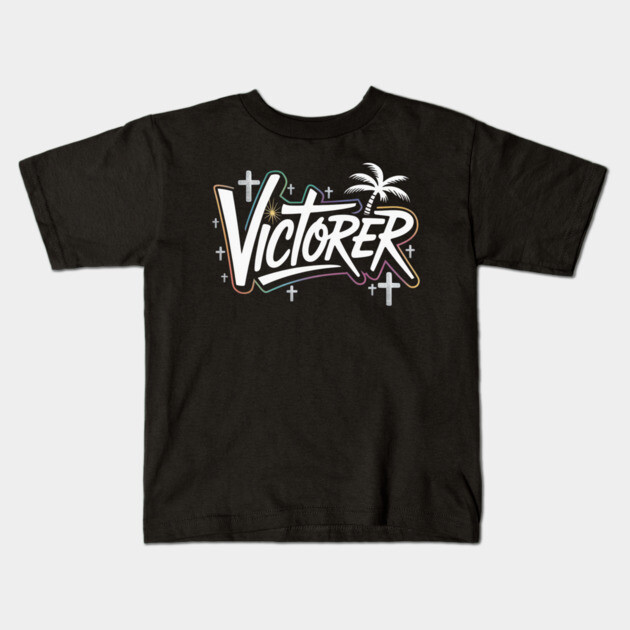 VICTORER – Neon Graffiti Christian Street Art Kids T-Shirt by Rox