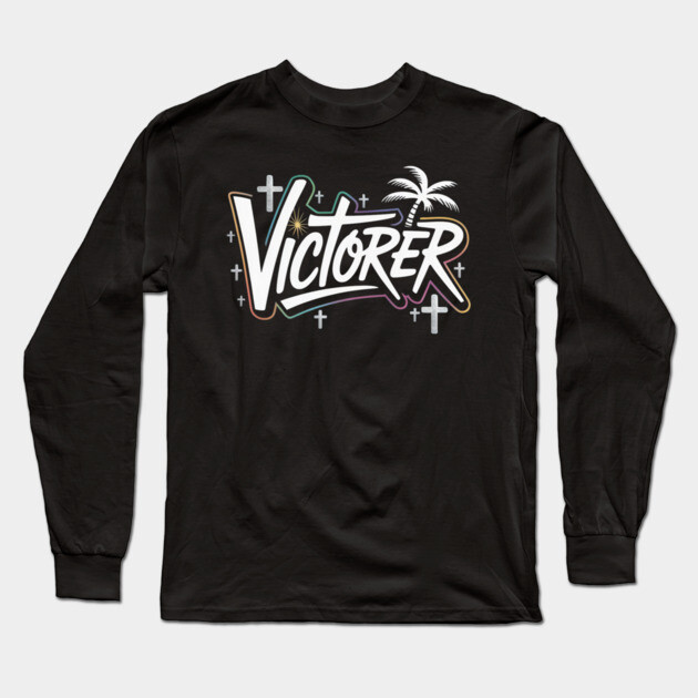 VICTORER – Neon Graffiti Christian Street Art Long Sleeve T-Shirt by Rox