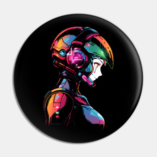 Anime Girl Mecha Pilot Pin