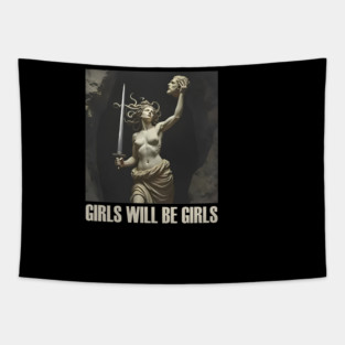 Girls Will Be Girls Feminist Medusa Empowerment Tapestry