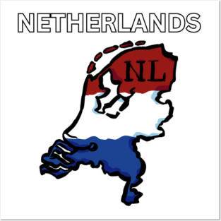 Netherlands Flag Map Posters and Art