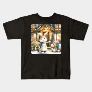 Easter Rabbit Innkeeper Welcomes Guests. Easter-Themed Inn Kids T-Shirt