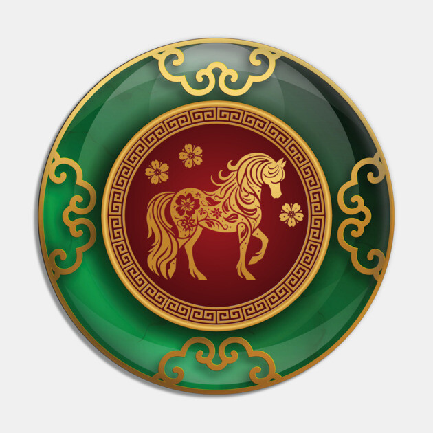 Jade Chinese New Year of the Horse Pin by HolidayBug