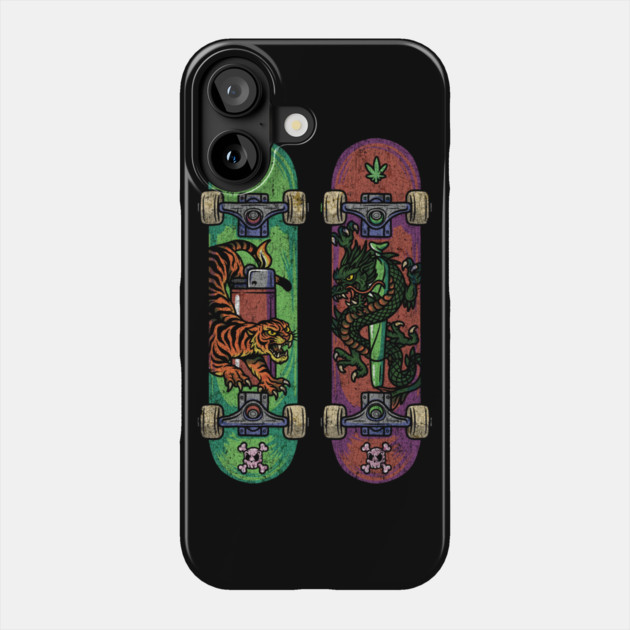 Skate & Bake – Tiger vs Dragon Edition Phone Case by Wrongteeshirt