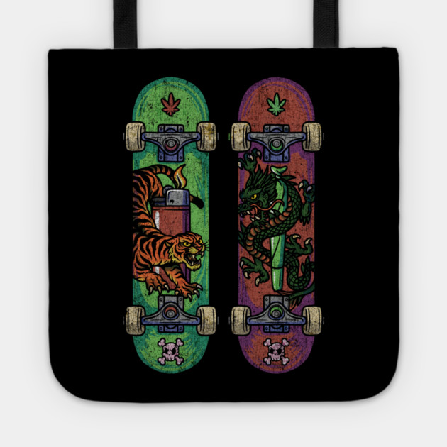 Skate & Bake – Tiger vs Dragon Edition Tote by Wrongteeshirt