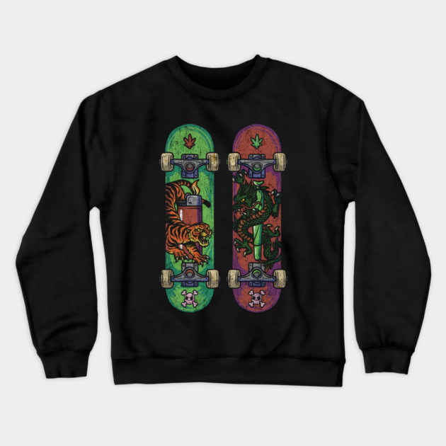 Skate & Bake – Tiger vs Dragon Edition Crewneck Sweatshirt by Wrongteeshirt