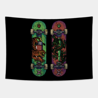 Skate & Bake – Tiger vs Dragon Edition Tapestry