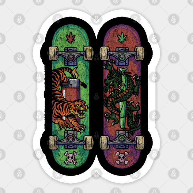 Skate & Bake – Tiger vs Dragon Edition Sticker by Wrong