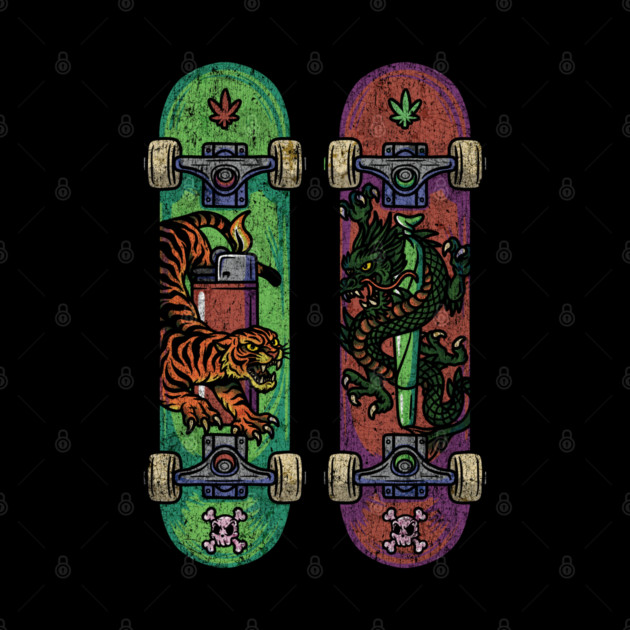 Skate & Bake – Tiger vs Dragon Edition by Wrongteeshirt