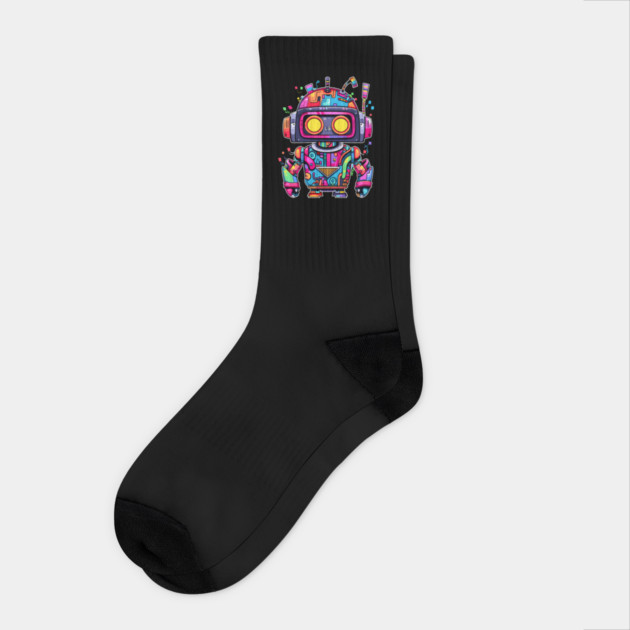 Rainbow Robot Socks by Atomic Prophet