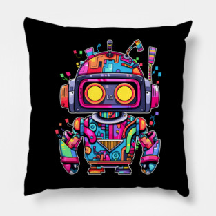 Rainbow Robot Pillow