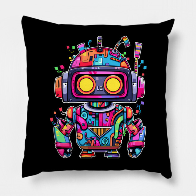 Rainbow Robot Pillow by Atomic Prophet