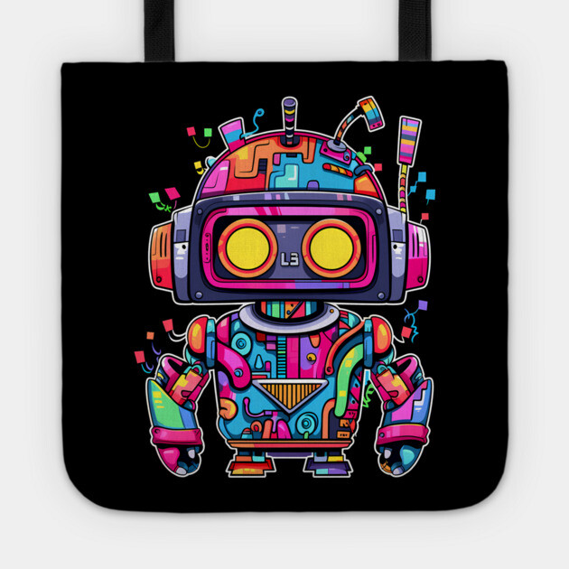 Rainbow Robot Tote by Atomic Prophet