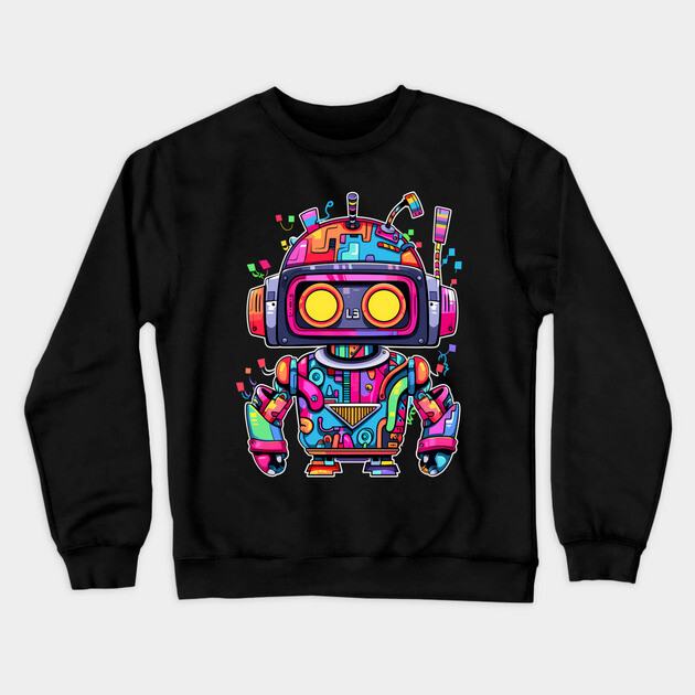 Rainbow Robot Crewneck Sweatshirt by Atomic Prophet