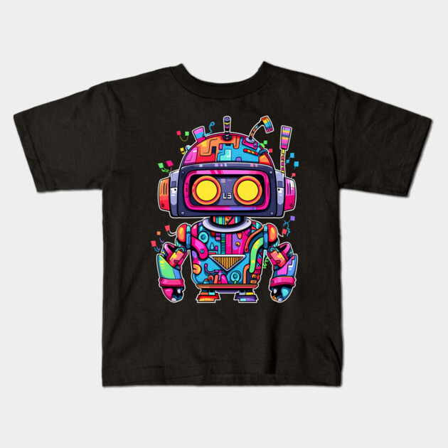 Rainbow Robot Kids T-Shirt by Atomic Prophet