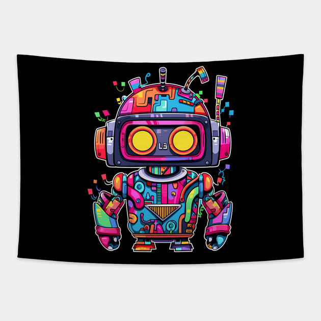 Rainbow Robot Tapestry by Atomic Prophet