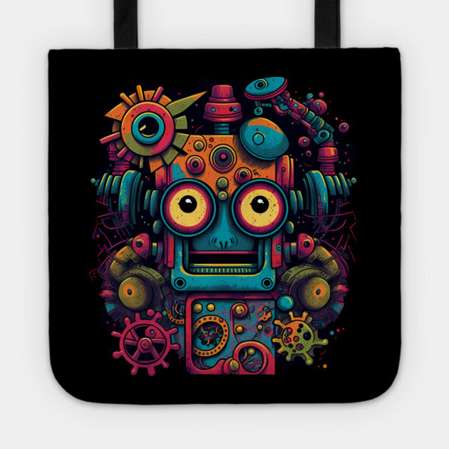 Funky Cool Robot Tote by Atomic Prophet
