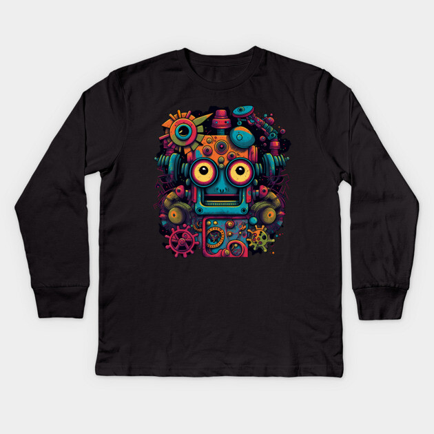 Funky Cool Robot Kids Long Sleeve T-Shirt by Atomic Prophet
