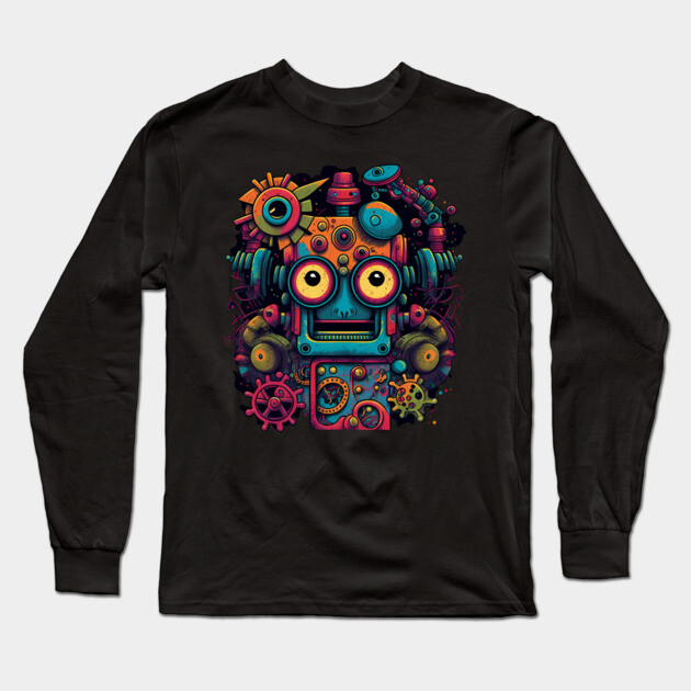 Funky Cool Robot Long Sleeve T-Shirt by Atomic Prophet