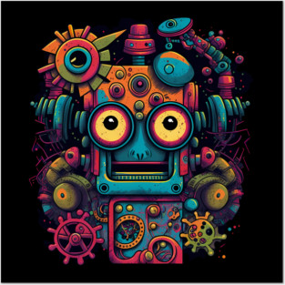 Funky Cool Robot Posters and Art
