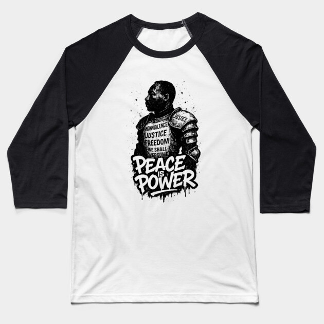 MLK: Peace is Power Street-Style Baseball T-Shirt by UrbanLifeApparel