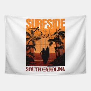 Surf Side Beach South Carolina Family Resort Surfing Distressed Design Tapestry
