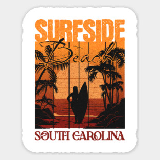 Surf Side Beach South Carolina Family Resort Surfing Distressed Design Sticker